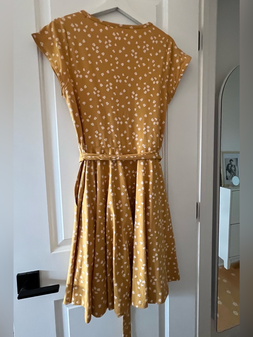 Pact Women's Mustard Blooms Fit & Flare Petal Sleeve Dress - Picture 3 of 6